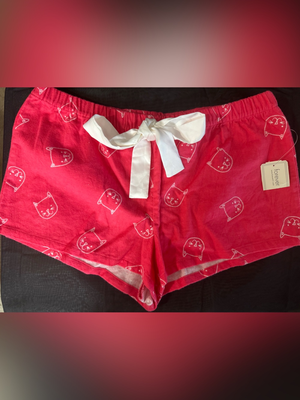 Forever 21 Lingerie line Cat Print Sleepwear Pajama Shorts with White Bow — NWT